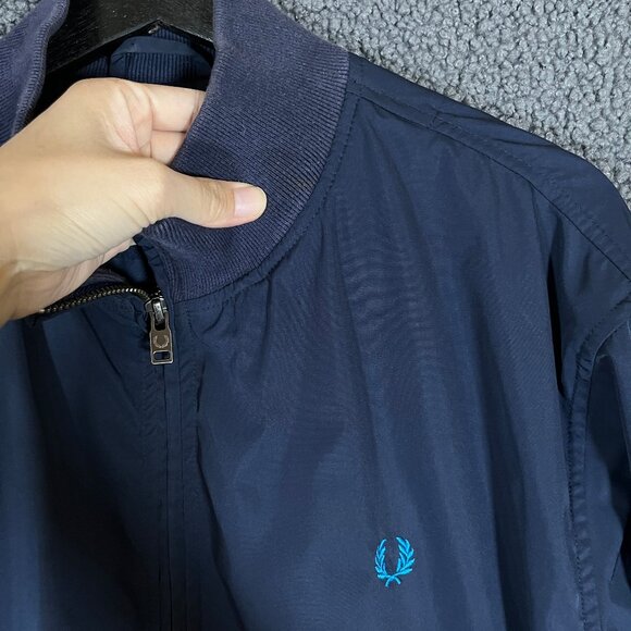 Fred Perry Nylon Full Zip Bomber Jacket - Men's Size XL - Blue - Picture 2 of 9